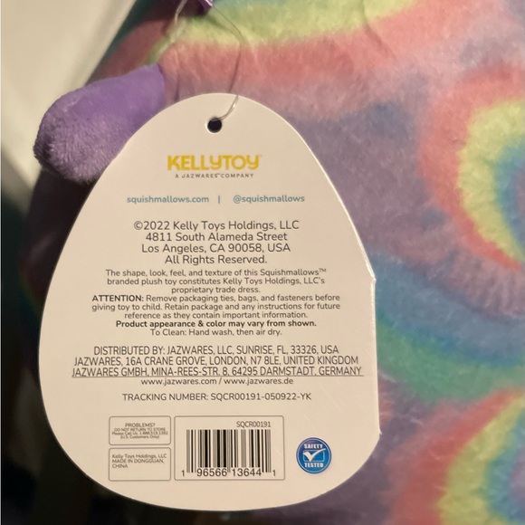 NWT’s Tie Dye swirls pattern Delphine the Axolotl Squishmallow 7.5 inch - Picture 6 of 7